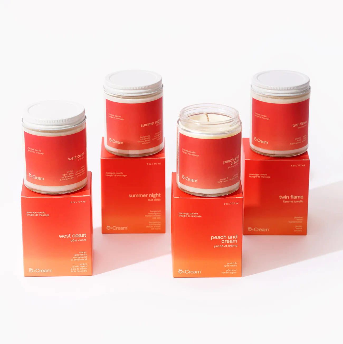 Bougies de massages par Peach and Cream - 4 parfums disponibles