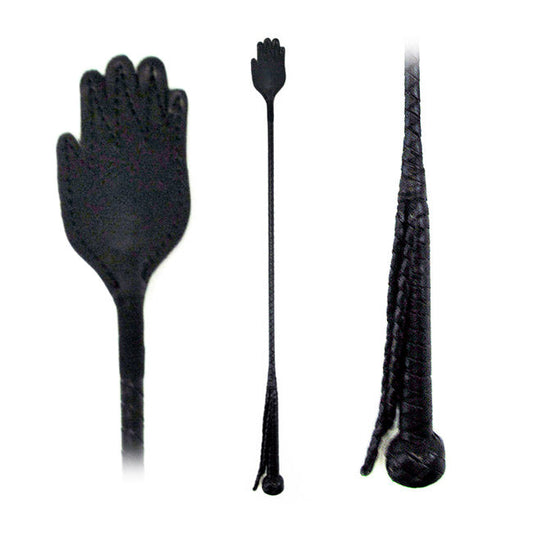 Hand shaped leather riding crop 26in
